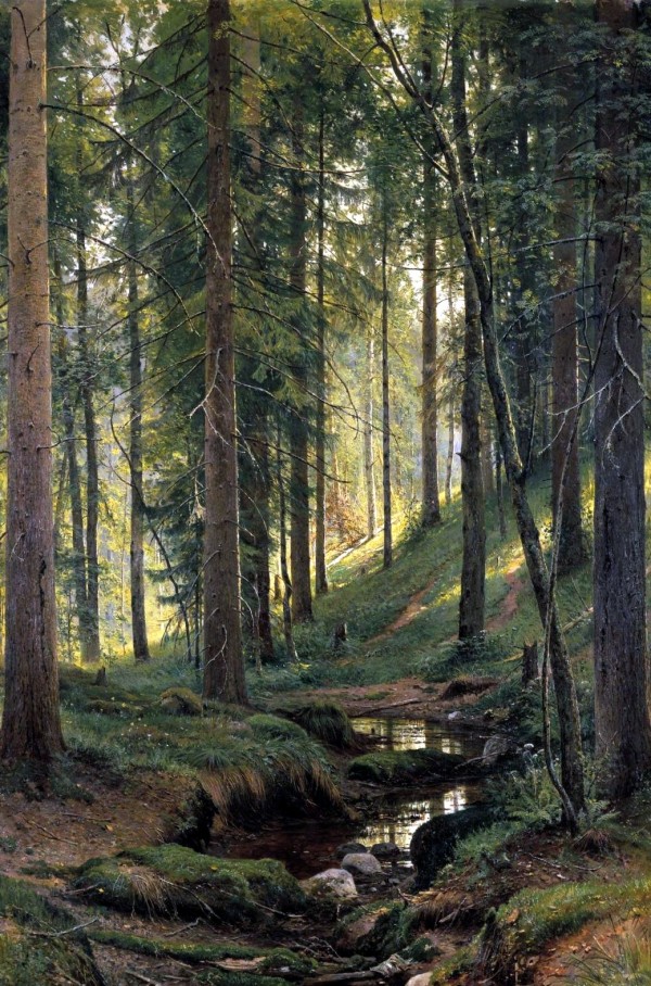Stream by a forest slope by Ivan Shishkin